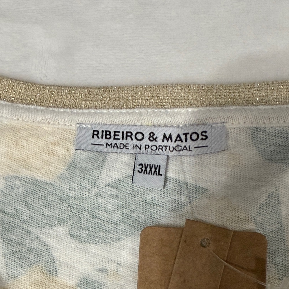 Ribeiro and Matos Lemon Print V-Neck Top Linen Blend - Picture 2 of 5